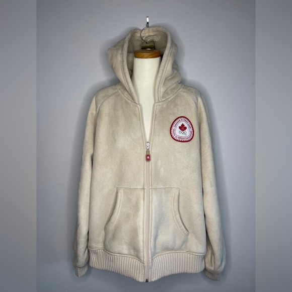 Vintage Hudson’s Bay 2006 Olympic Faux Suede Sherpa Hoodie - Large - Picture 3 of 9